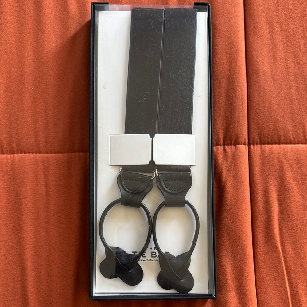 The Tie Bar Charcoal Solid Satin Loop Suspenders